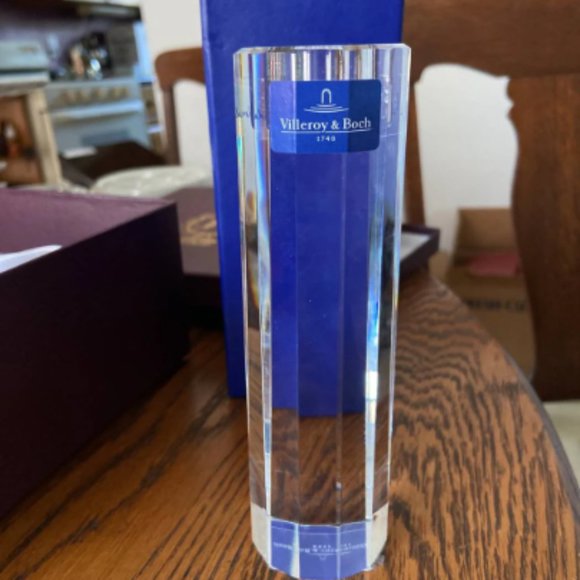 COL1-ARTGLASS -- Villeroy & Boch CRYSTAL CANDLE HOLDER Candle Stick Paperweight - Picture 9 of 10